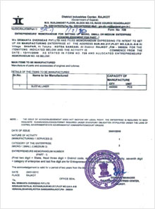 Manufacturing Certificate